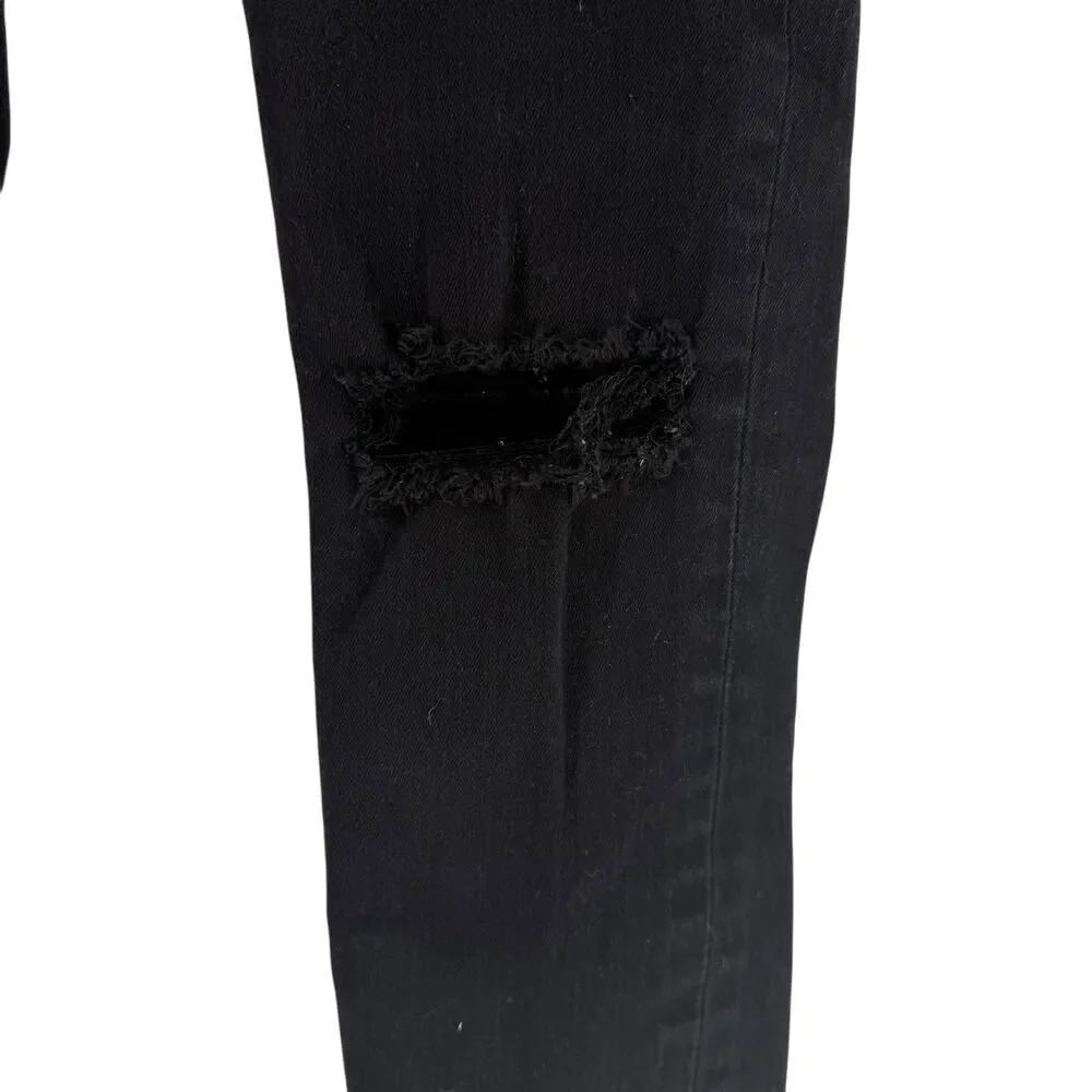 Madewell Jeans Size 24 Black Distressed Stretch 11 Inch High Rise Skinny Frayed